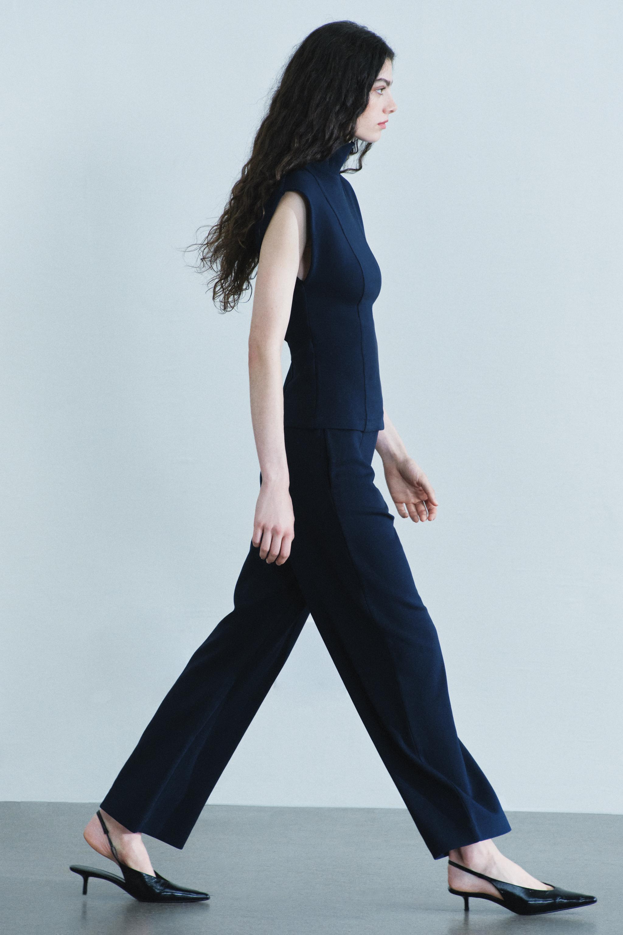 PANTALON À PINCES EN INTERLOCK
